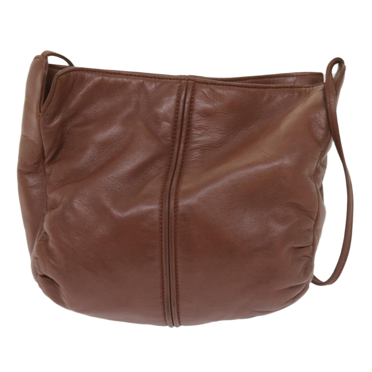 LOEWE Shoulder Bag Leather Brown Auth 66046