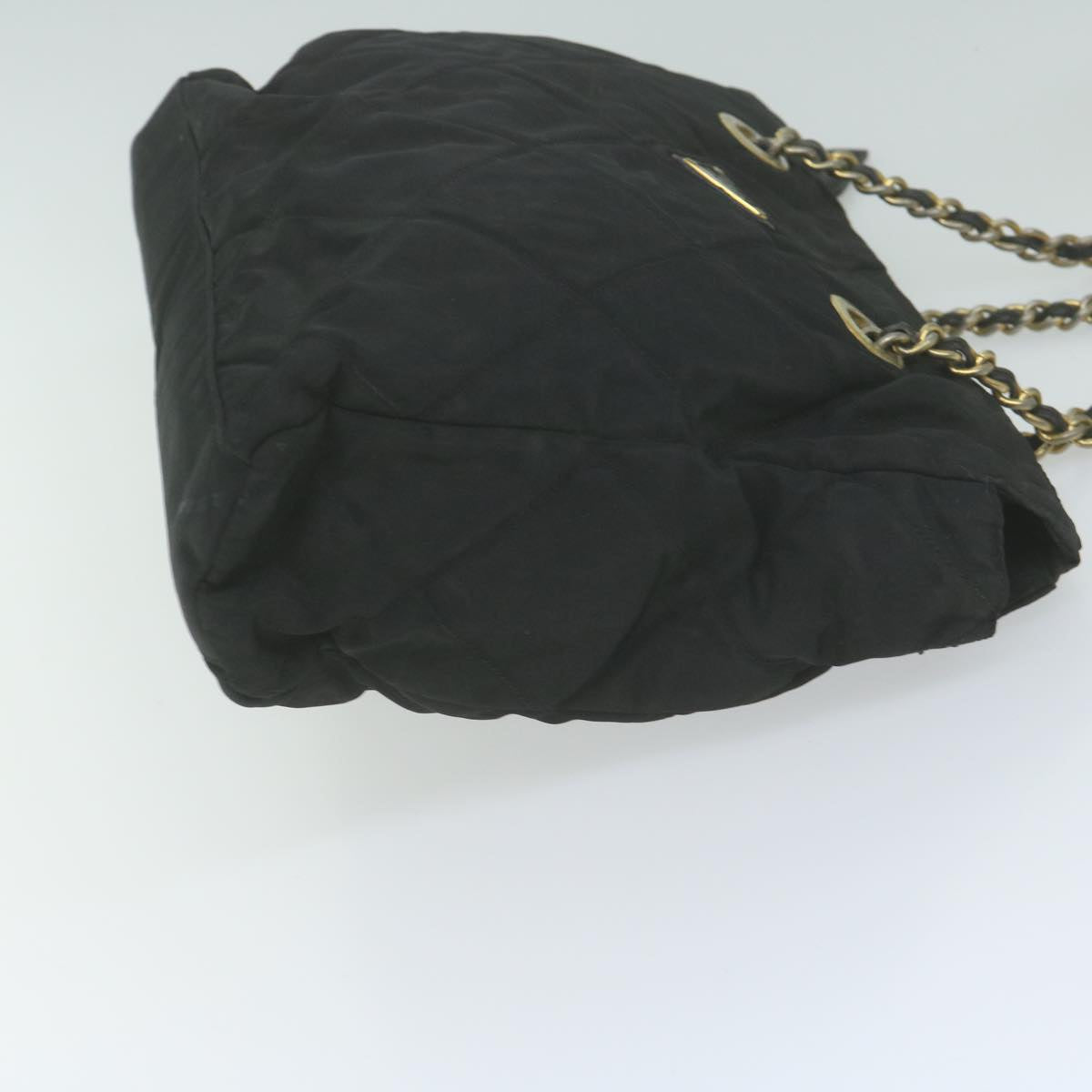 PRADA Quilted Chain Shoulder Bag Nylon Black Auth 66057