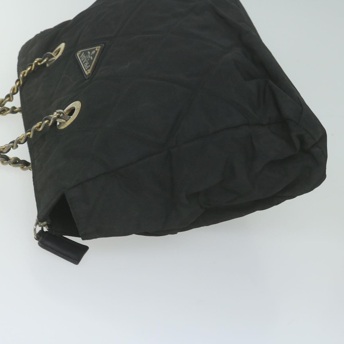 PRADA Quilted Chain Shoulder Bag Nylon Black Auth 66057