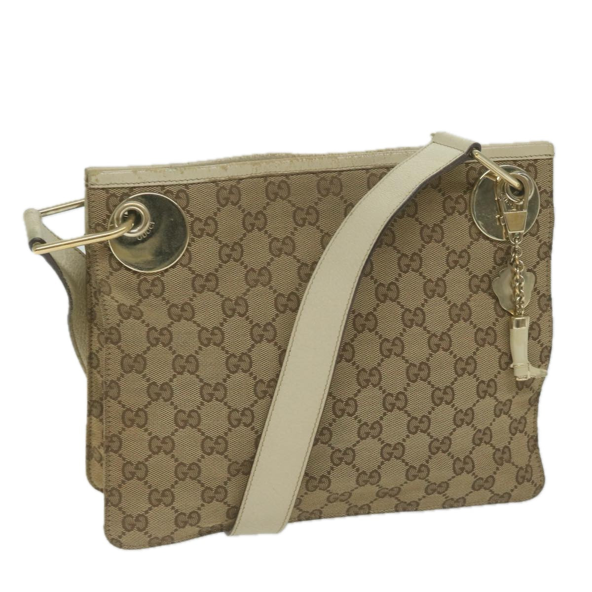 GUCCI GG Canvas Shoulder Bag Beige 120841 Auth 66059