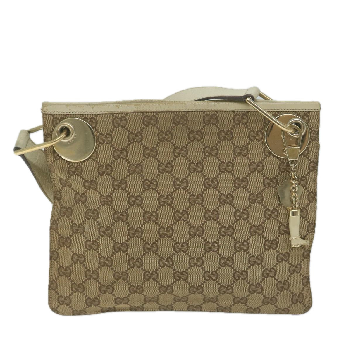 GUCCI GG Canvas Shoulder Bag Beige 120841 Auth 66059