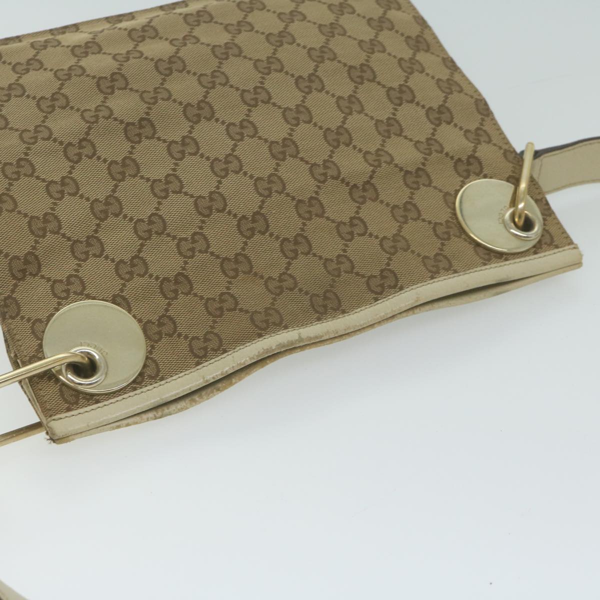 GUCCI GG Canvas Shoulder Bag Beige 120841 Auth 66059