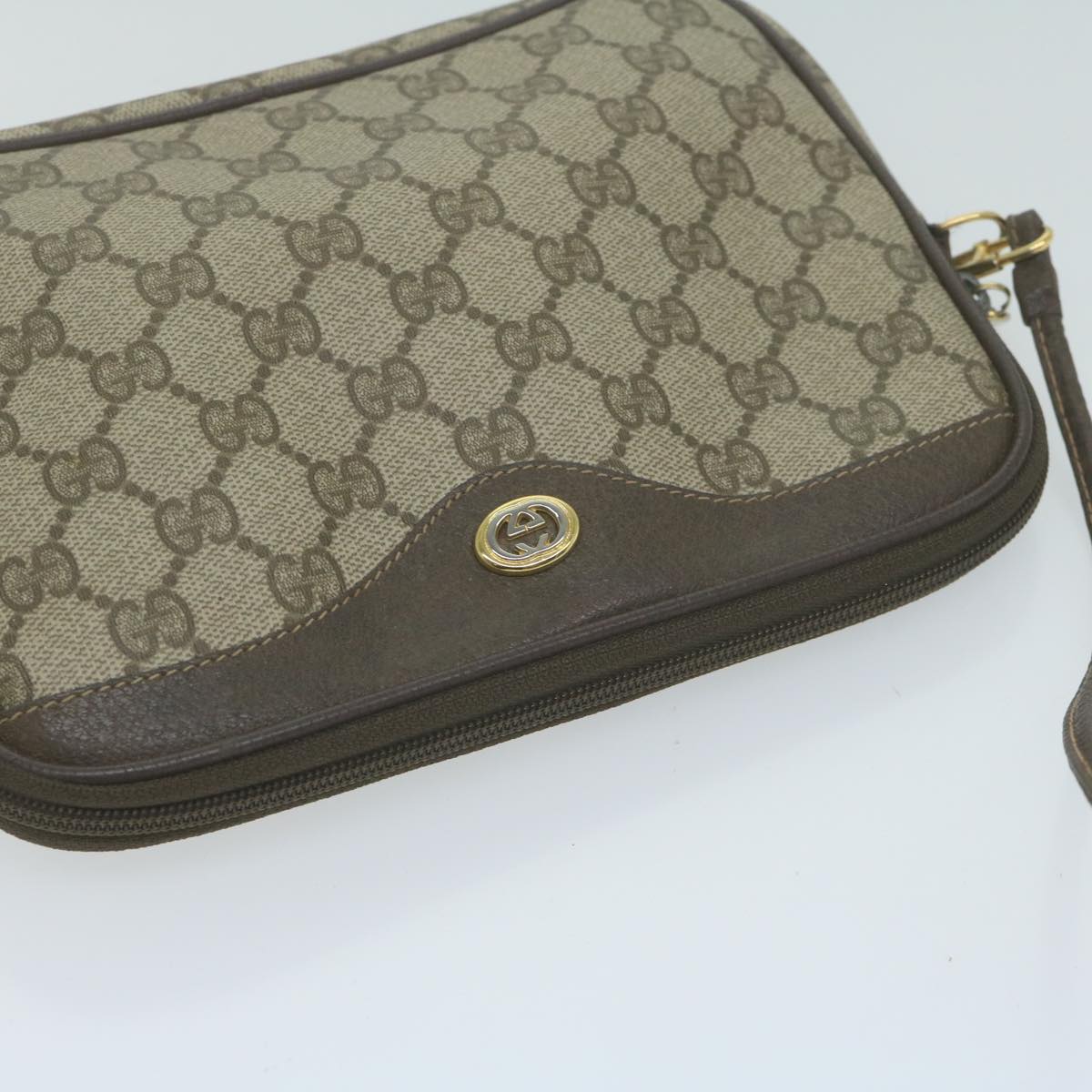 GUCCI GG Supreme Shoulder Bag PVC Beige 97 02 068 Auth 66060