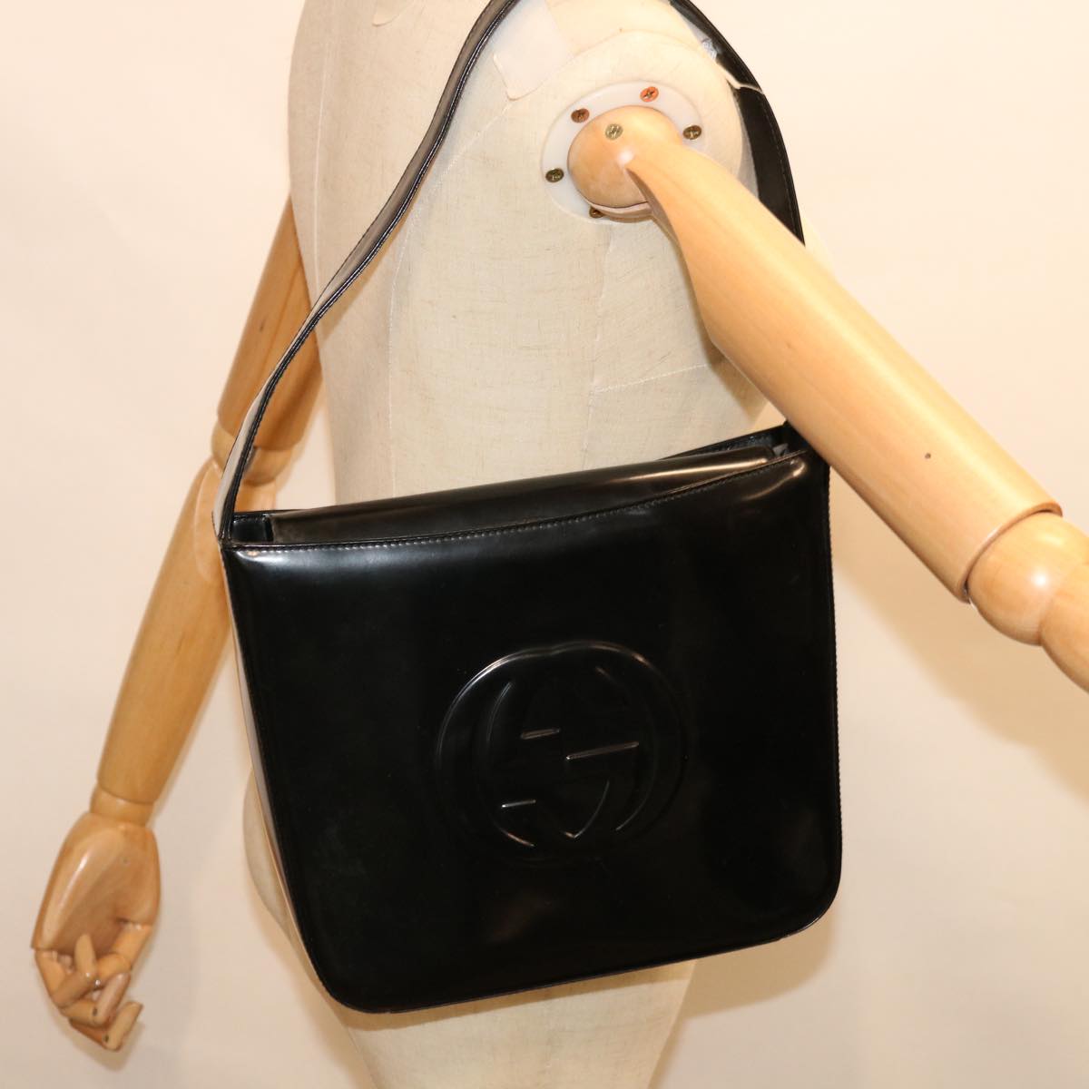 GUCCI Shoulder Bag Leather Black 000 1046 Auth 66061