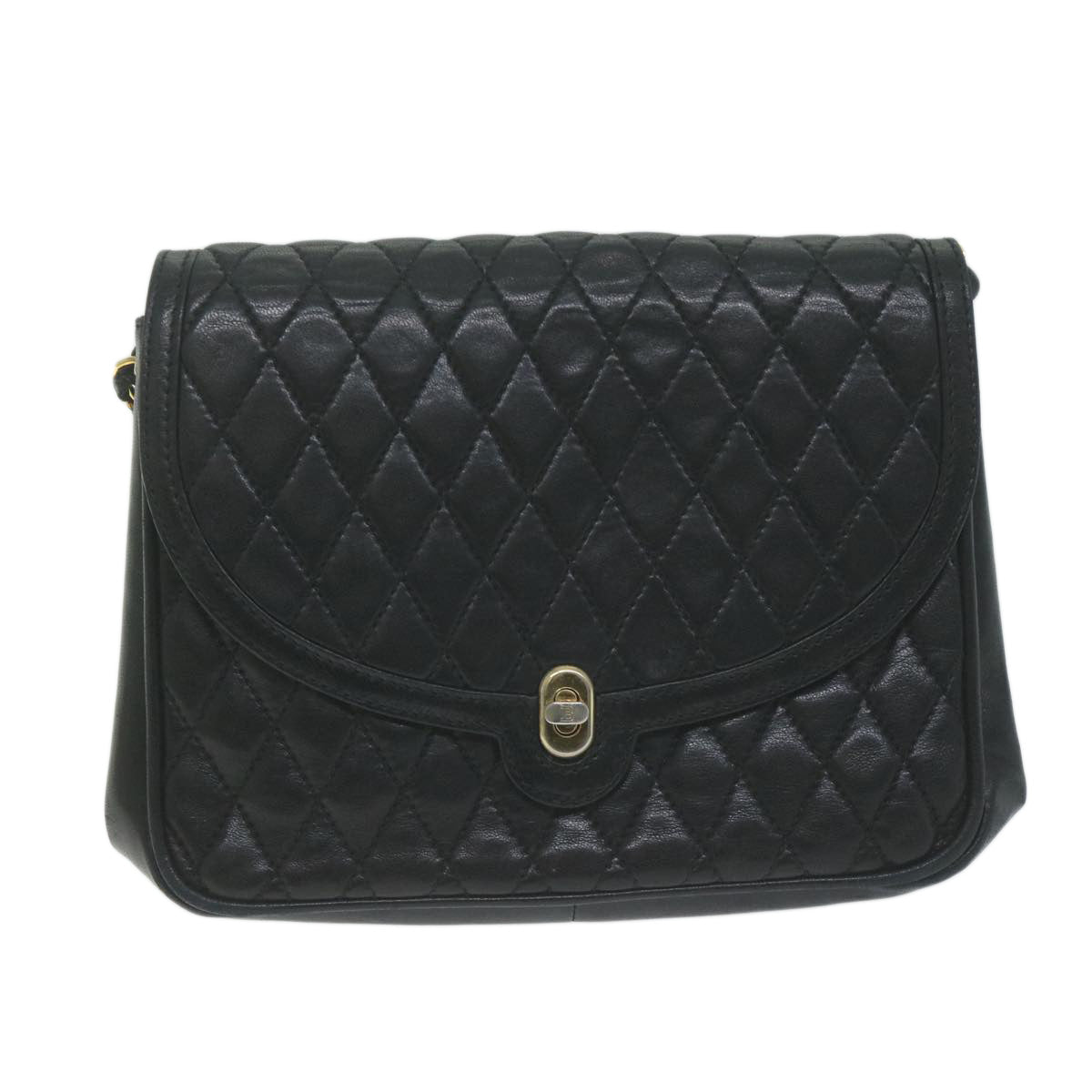 BALLY Quilted Chain Shoulder Bag Leather Black Auth 66071 - 0