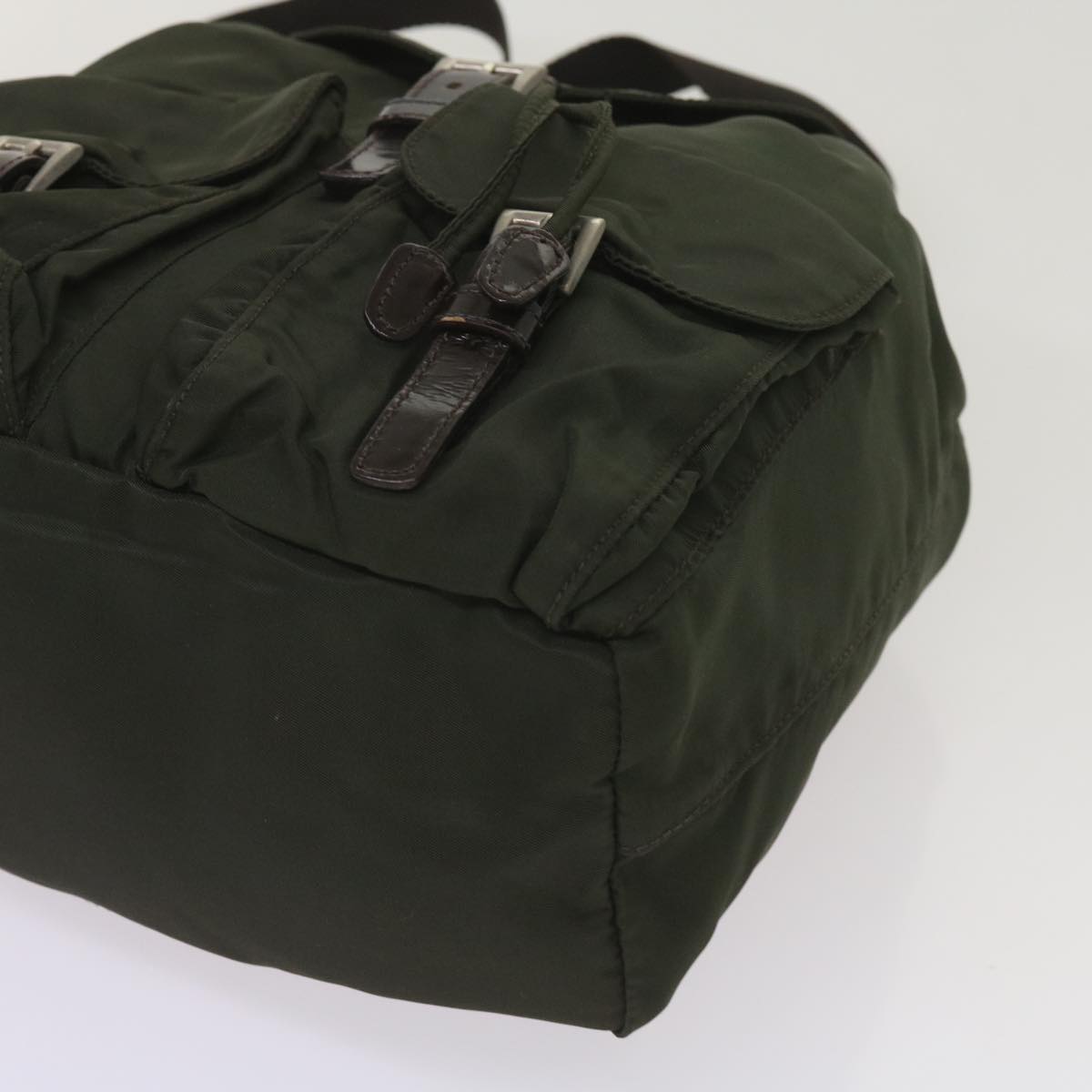 PRADA Backpack Nylon Green Auth 66077