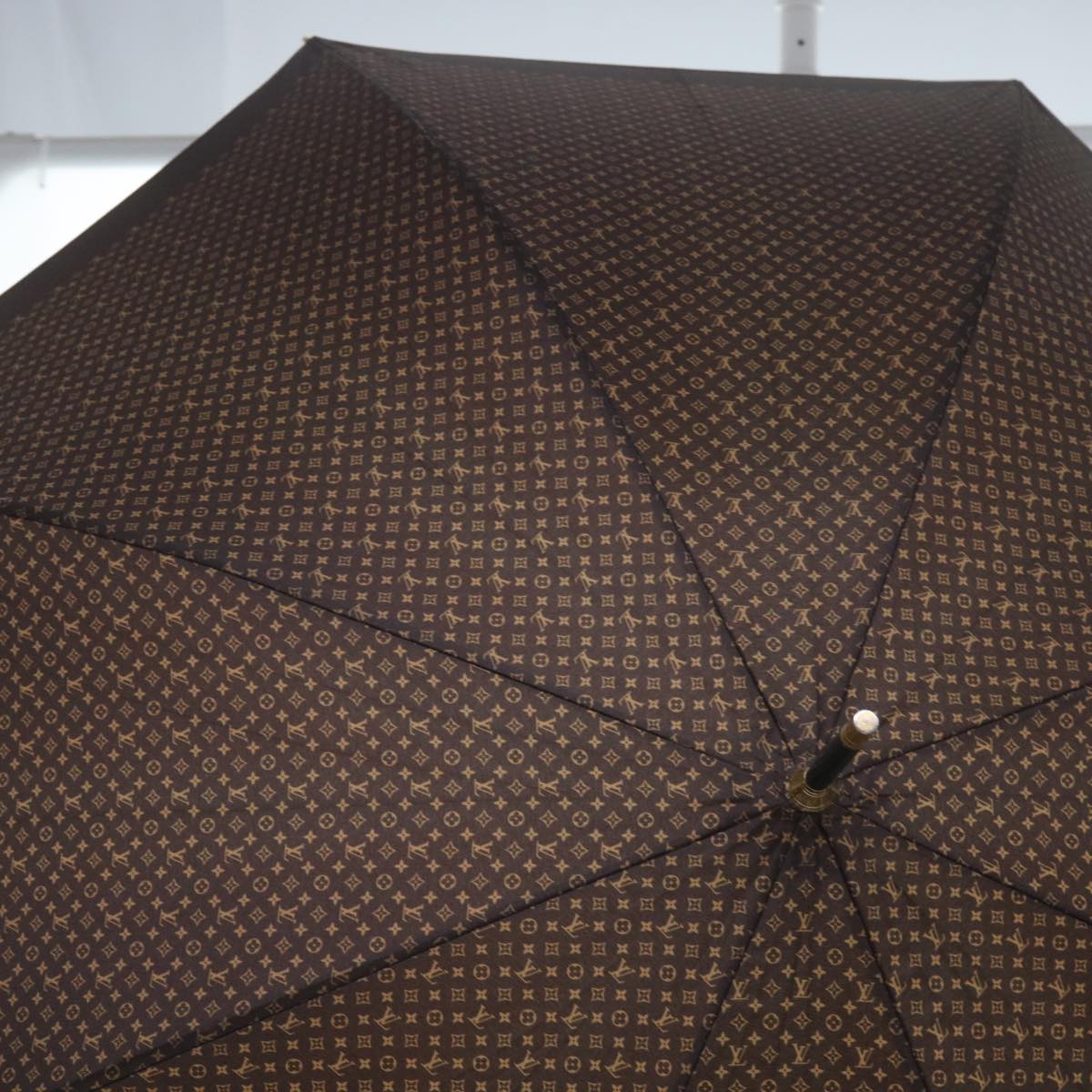 LOUIS VUITTON Monogram Umbrella Polyester Brown LV Auth 66083