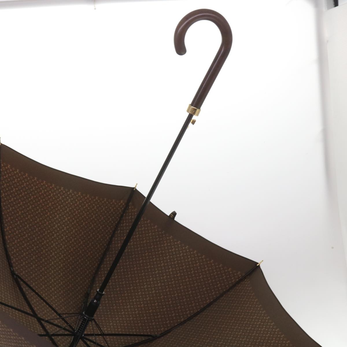 LOUIS VUITTON Monogram Umbrella Polyester Brown LV Auth 66083