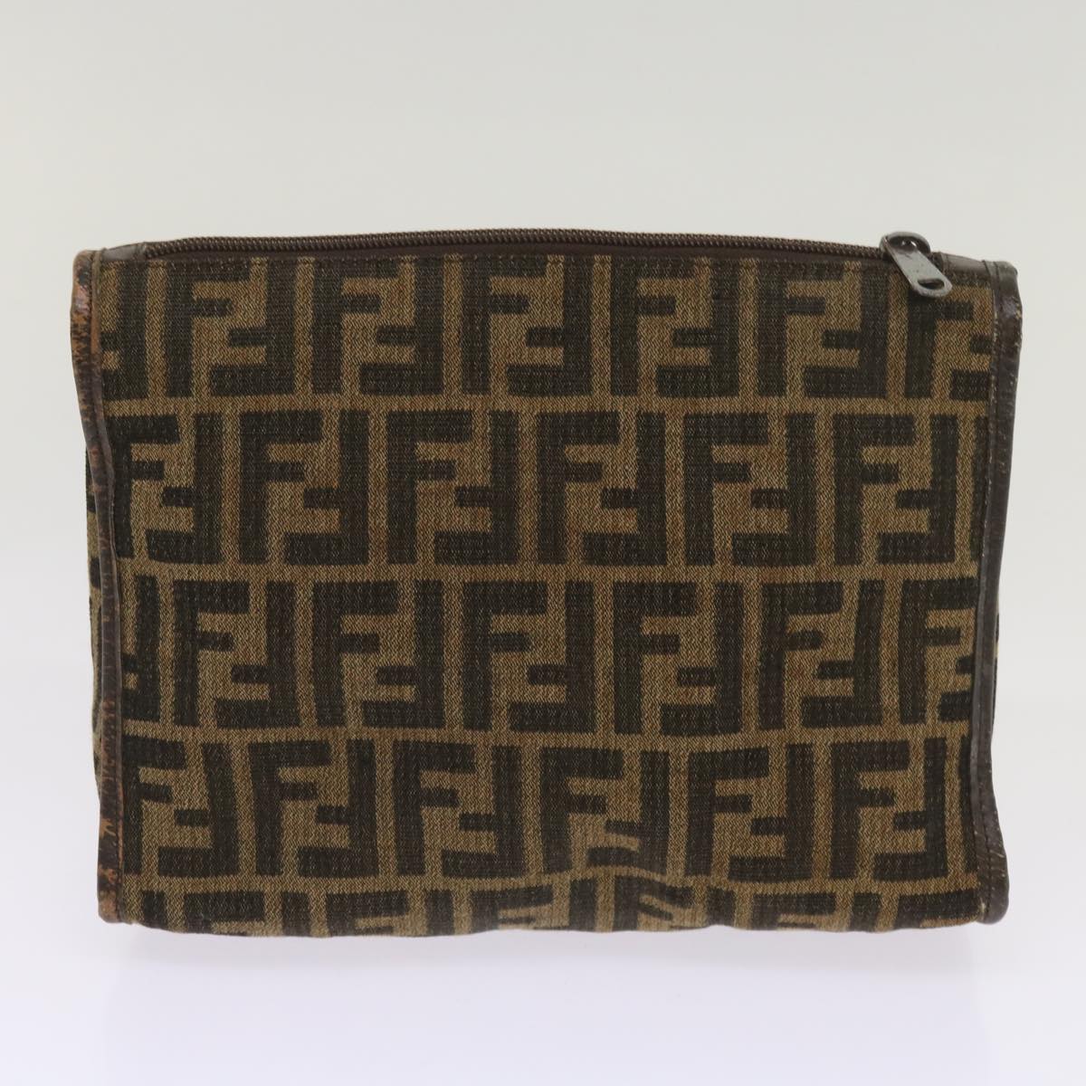 FENDI Zucca Canvas Clutch Bag 2Set Black Brown Auth 66087