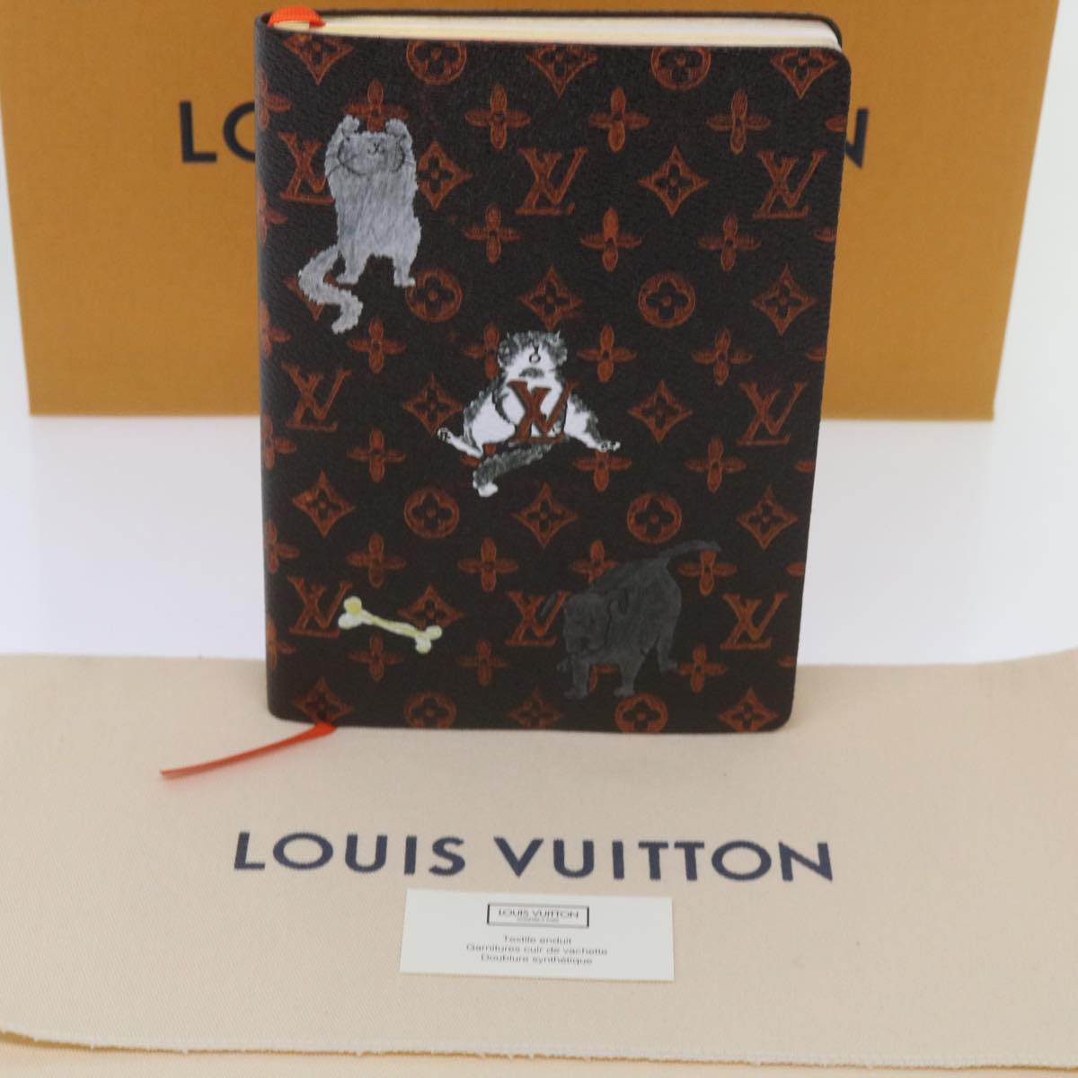 LOUIS VUITTON Catgram Cayenne Clemence Note Cover Orange GI0358 LV Auth 66095A