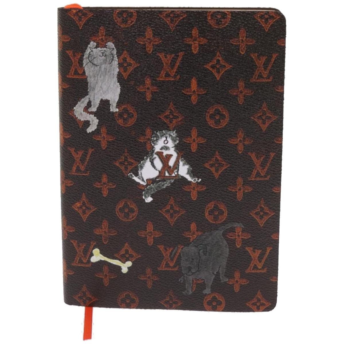 LOUIS VUITTON Catgram Cayenne Clemence Note Cover Orange GI0358 LV Auth 66095A