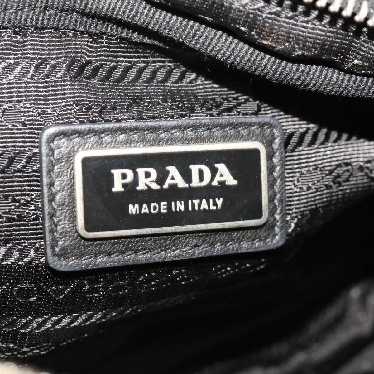 PRADA Ribbon Shoulder Bag Leather Black Pink Auth 66114