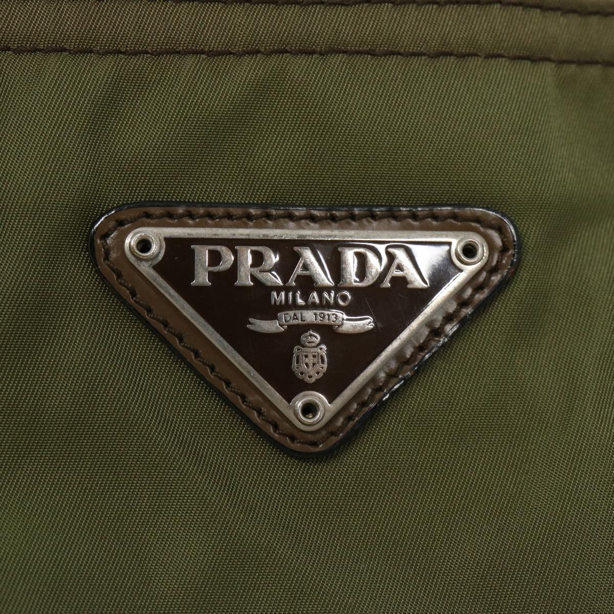 PRADA Tote Bag Nylon Khaki Auth 66126