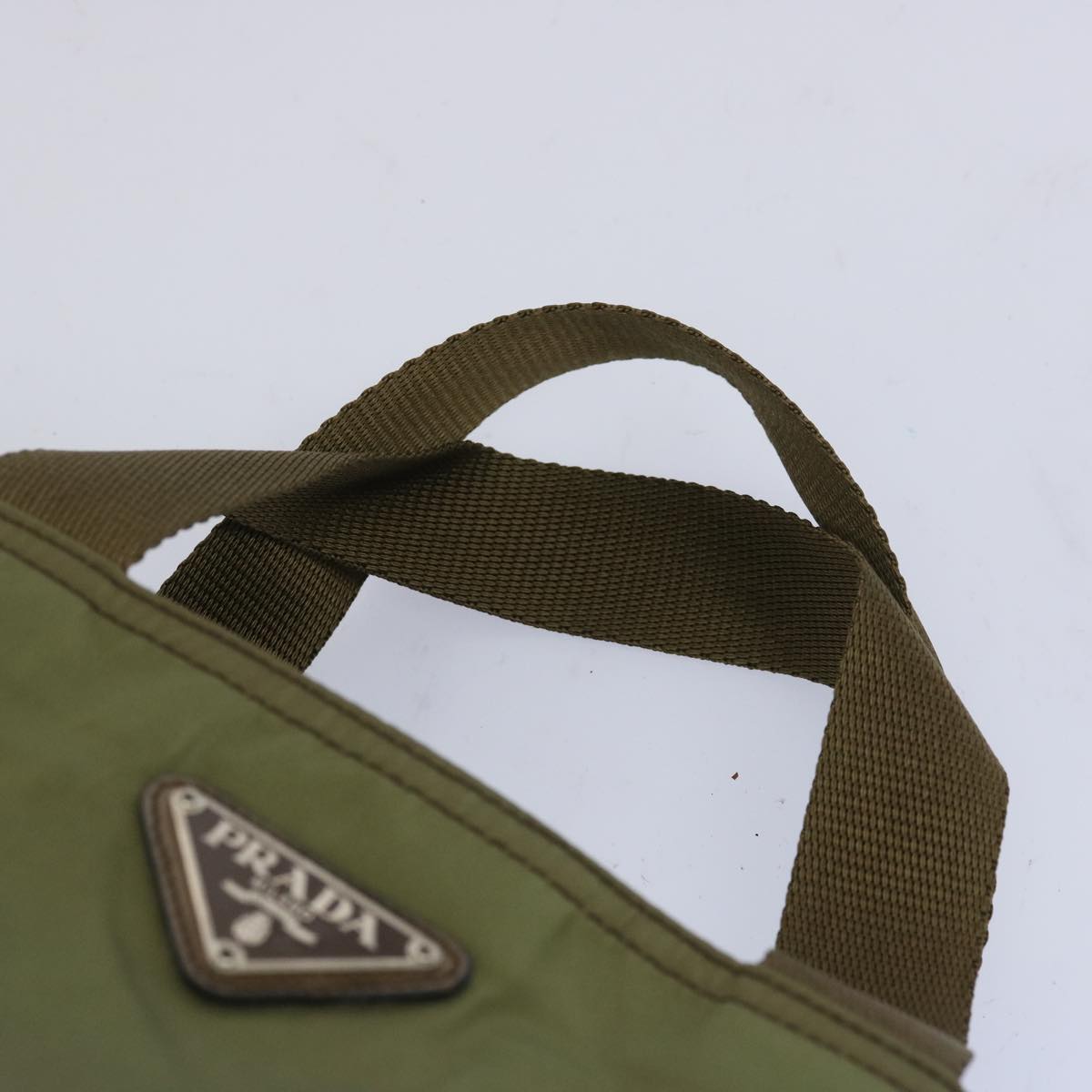 PRADA Tote Bag Nylon Khaki Auth 66126