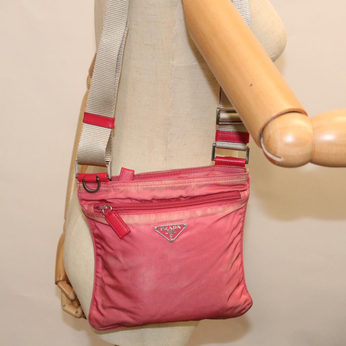 PRADA Shoulder Bag Nylon Pink Auth 66131