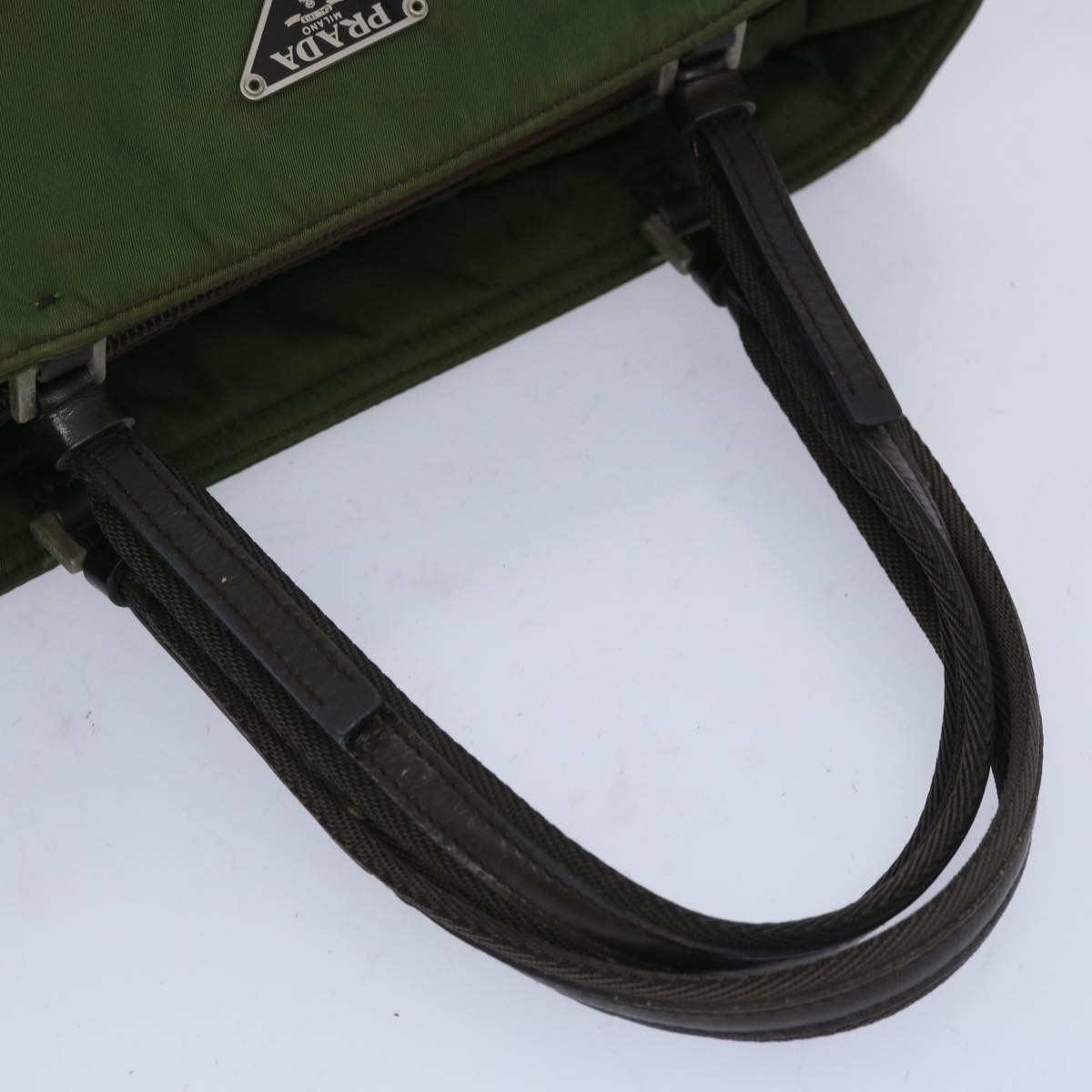 PRADA Hand Bag Nylon Khaki Auth 66132