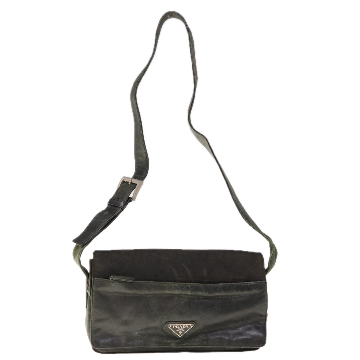 PRADA Shoulder Bag Leather Black Auth 66137