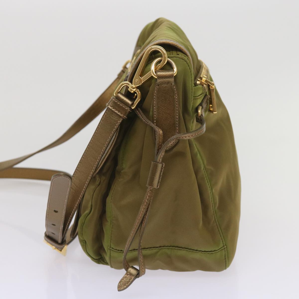 PRADA Shoulder Bag Nylon Khaki Auth 66138