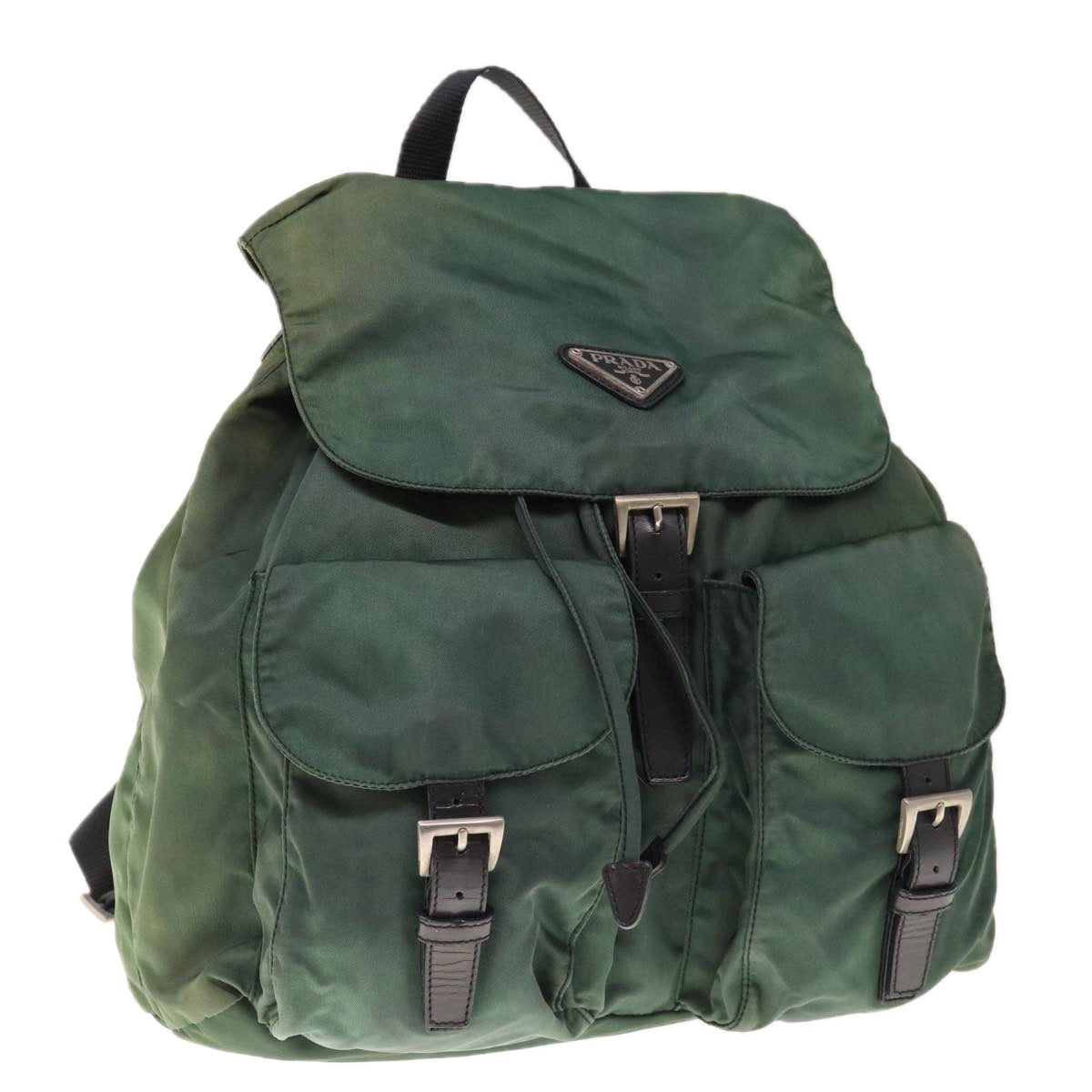 PRADA Backpack Nylon Green Auth 66140