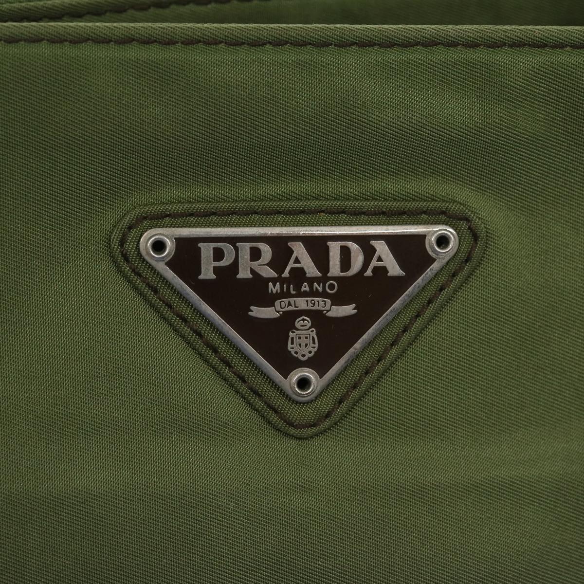 PRADA Hand Bag Nylon Green Auth 66142