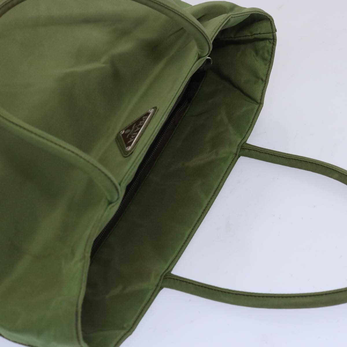 PRADA Hand Bag Nylon Green Auth 66142