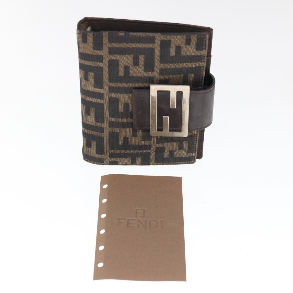 FENDI Zucca Canvas Day Planner Cover Brown Auth 66144