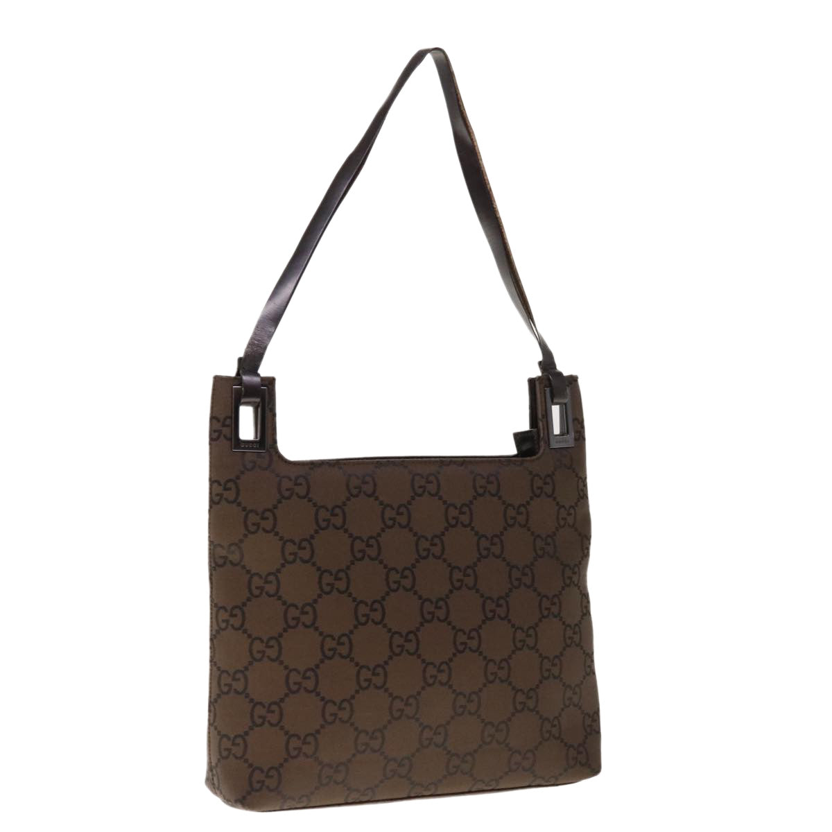 GUCCI GG Canvas Shoulder Bag Nylon Brown Auth 66148