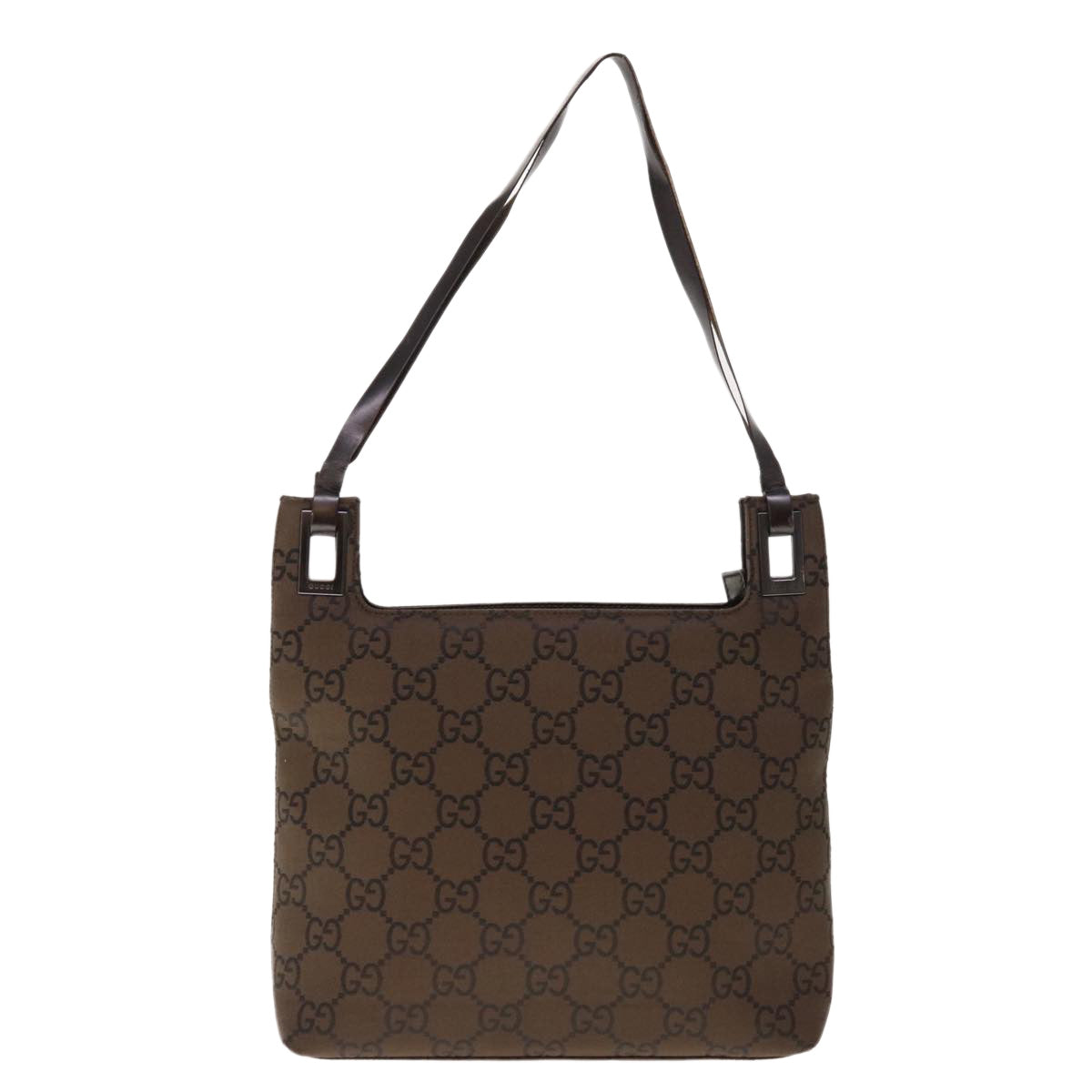 GUCCI GG Canvas Shoulder Bag Nylon Brown Auth 66148