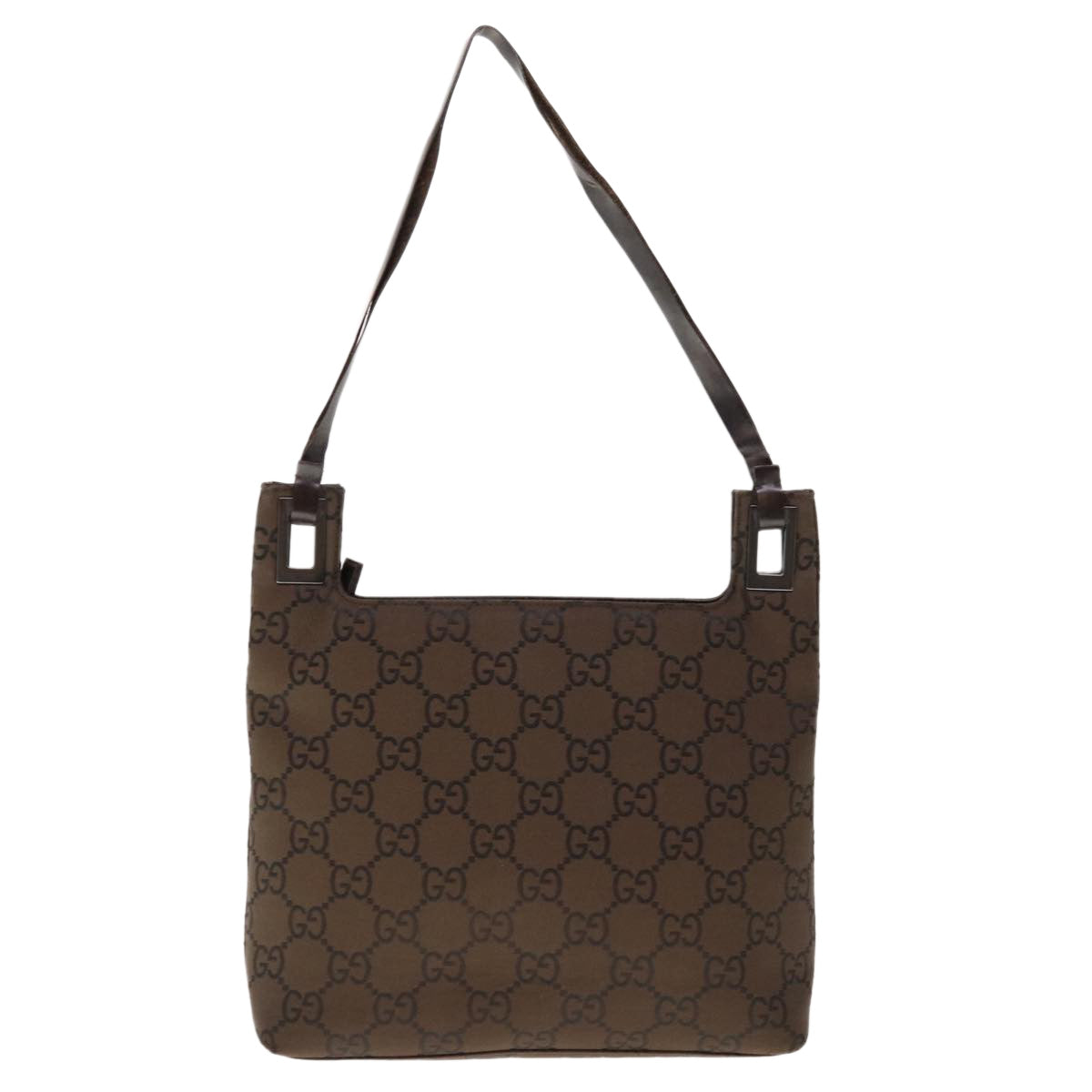 GUCCI GG Canvas Shoulder Bag Nylon Brown Auth 66148 - 0