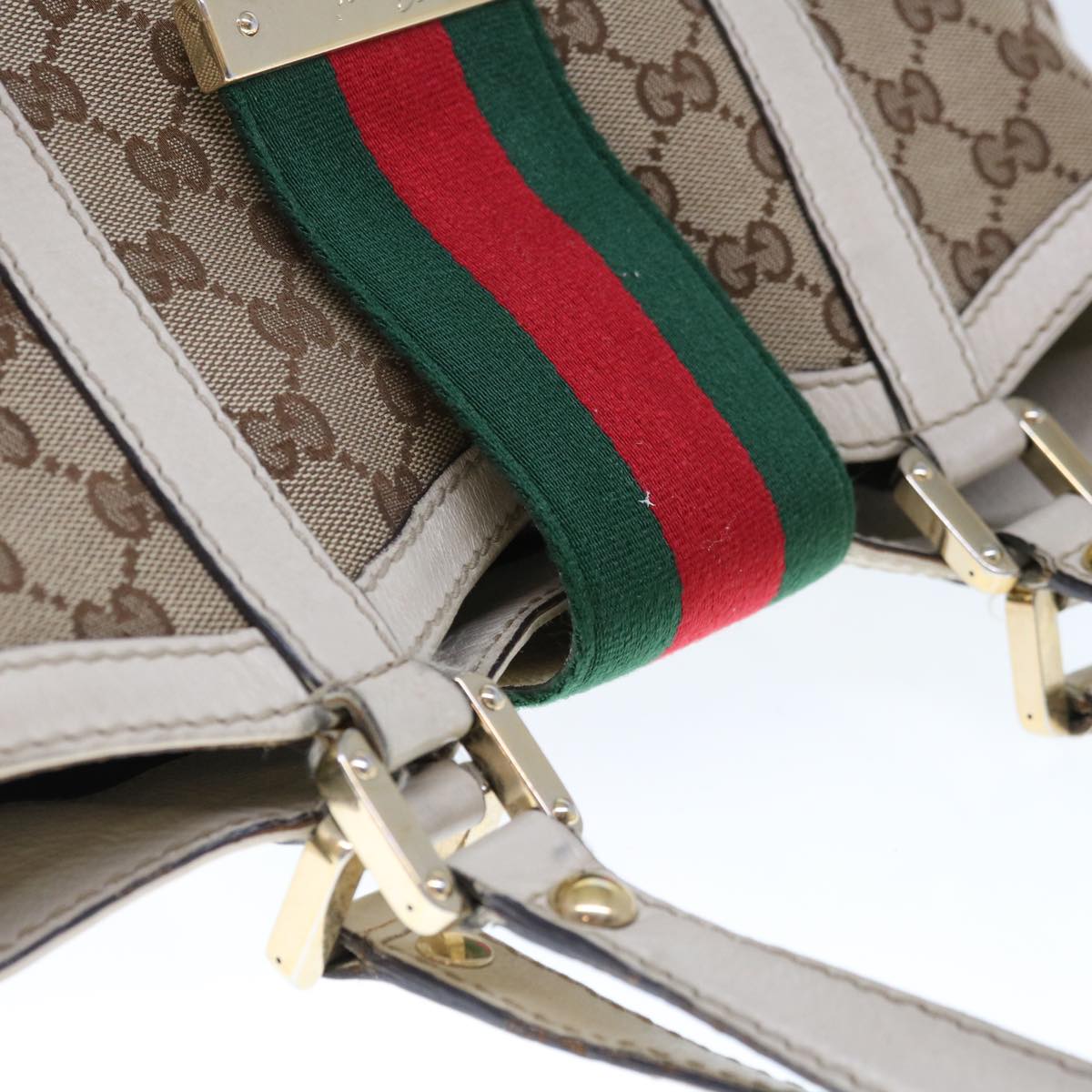 GUCCI GG Canvas Web Sherry Line Shoulder Bag Beige Green Red 233609 Auth 66150