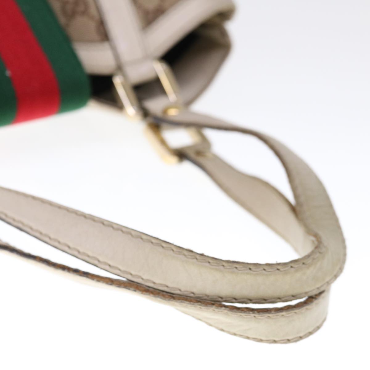 GUCCI GG Canvas Web Sherry Line Shoulder Bag Beige Green Red 233609 Auth 66150