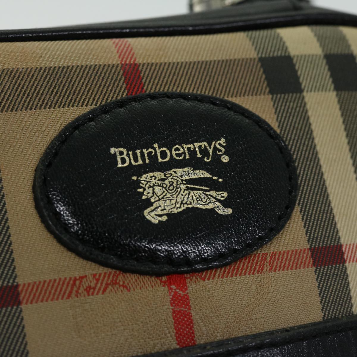 BURBERRY Nova Check Shoulder Bag Canvas Beige Black Auth 66162