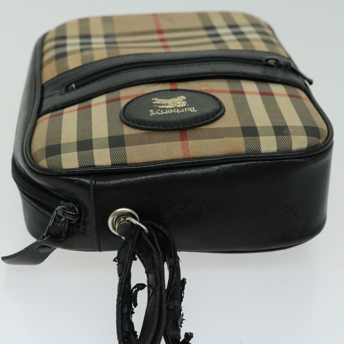 BURBERRY Nova Check Shoulder Bag Canvas Beige Black Auth 66162