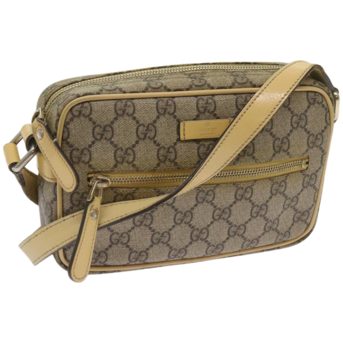 GUCCI GG Canvas Shoulder Bag PVC Beige Auth 66166