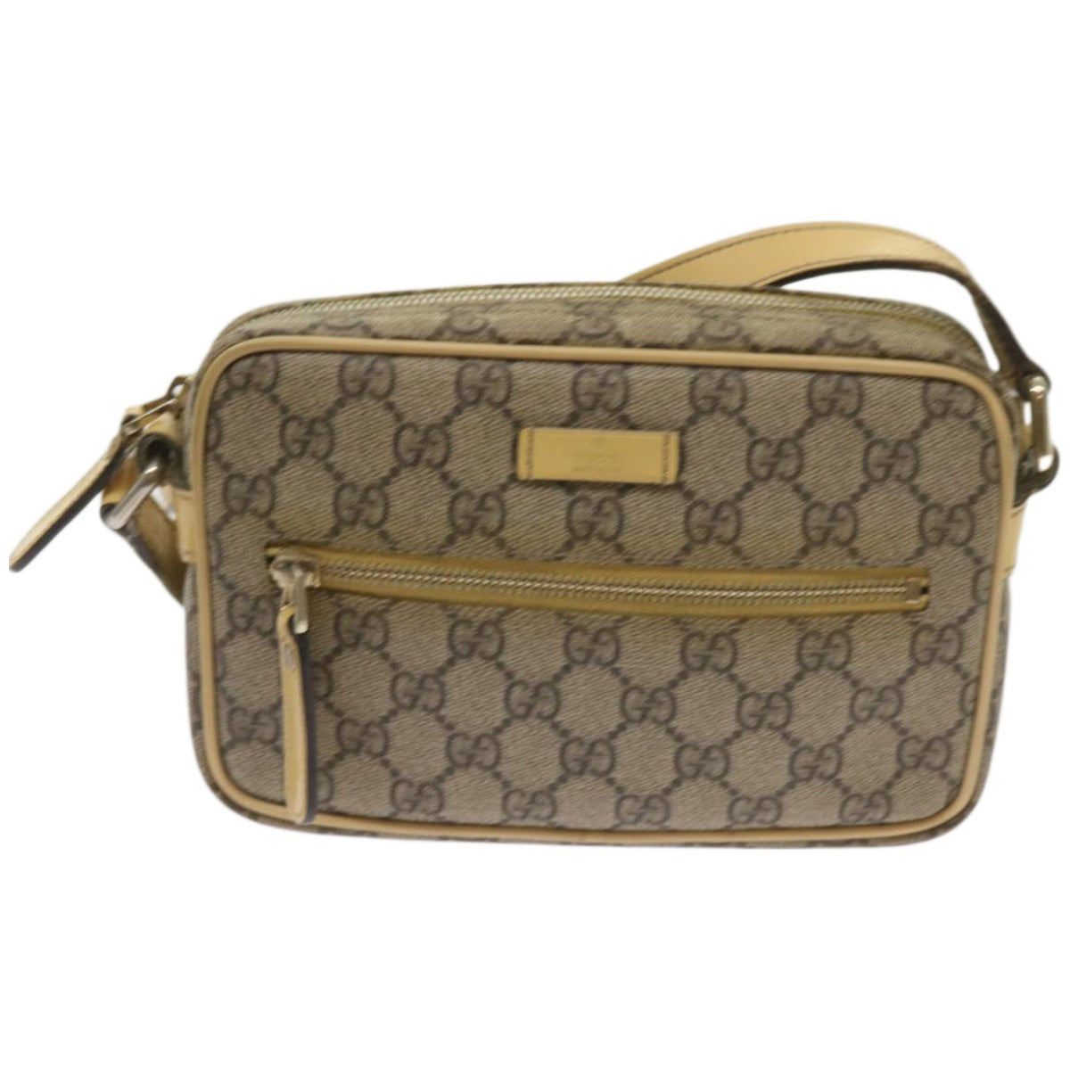 GUCCI GG Canvas Shoulder Bag PVC Beige Auth 66166