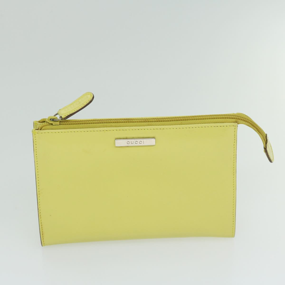 GUCCI Clutch Bag Vinyl Leather Clear Yellow Auth 66169