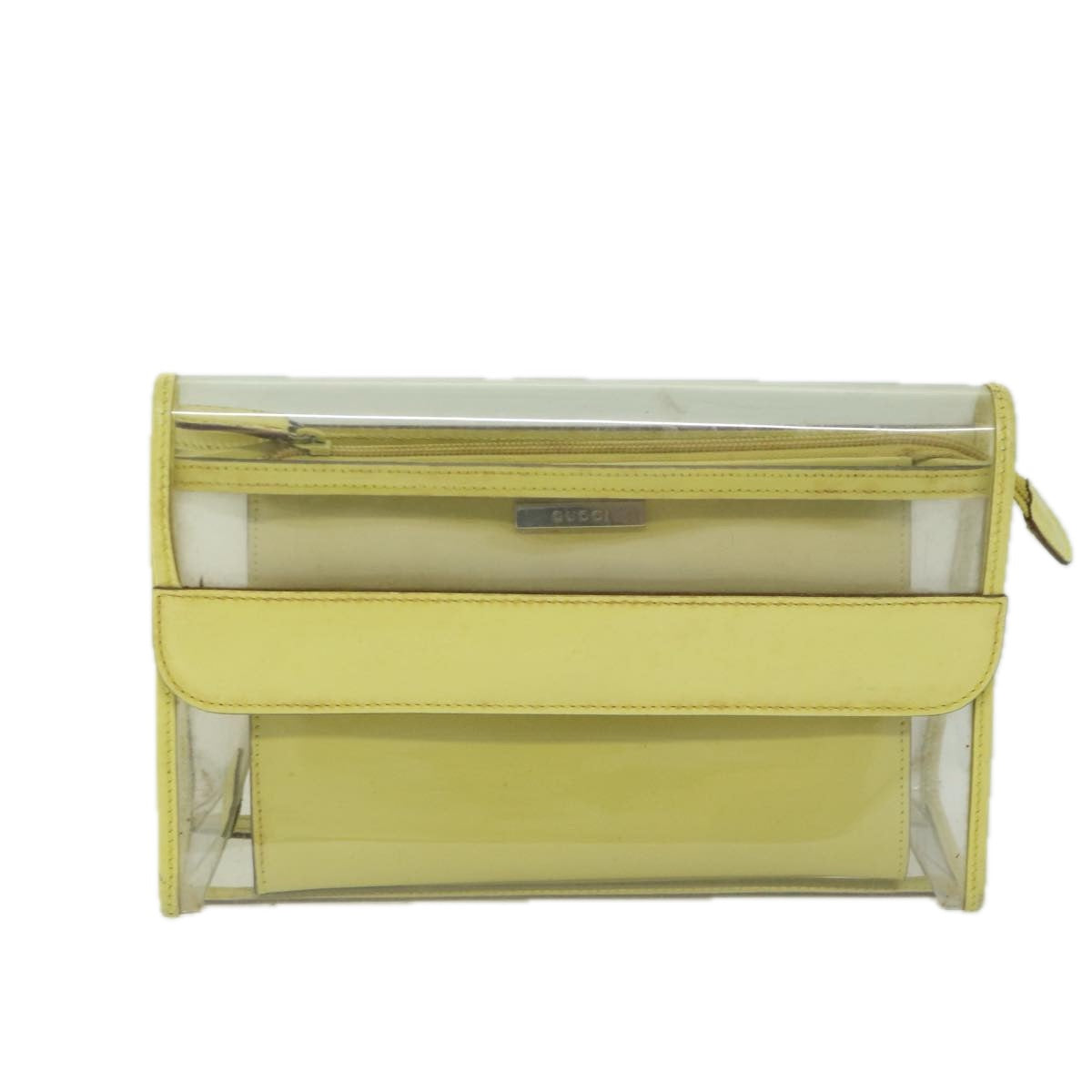 GUCCI Clutch Bag Vinyl Leather Clear Yellow Auth 66169 - 0