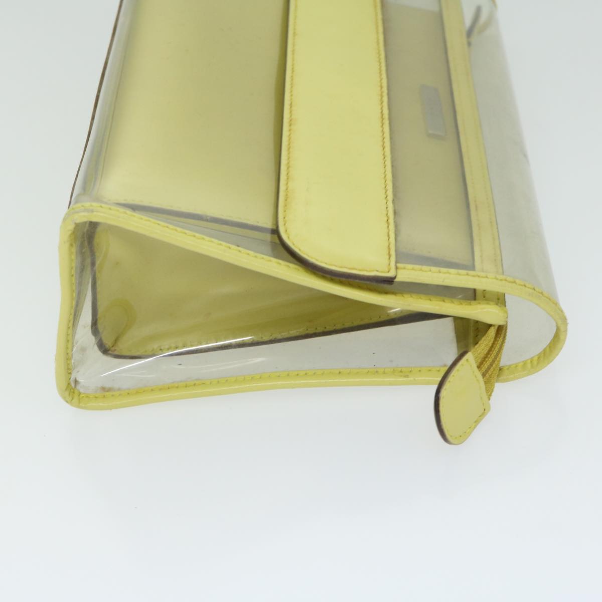 GUCCI Clutch Bag Vinyl Leather Clear Yellow Auth 66169