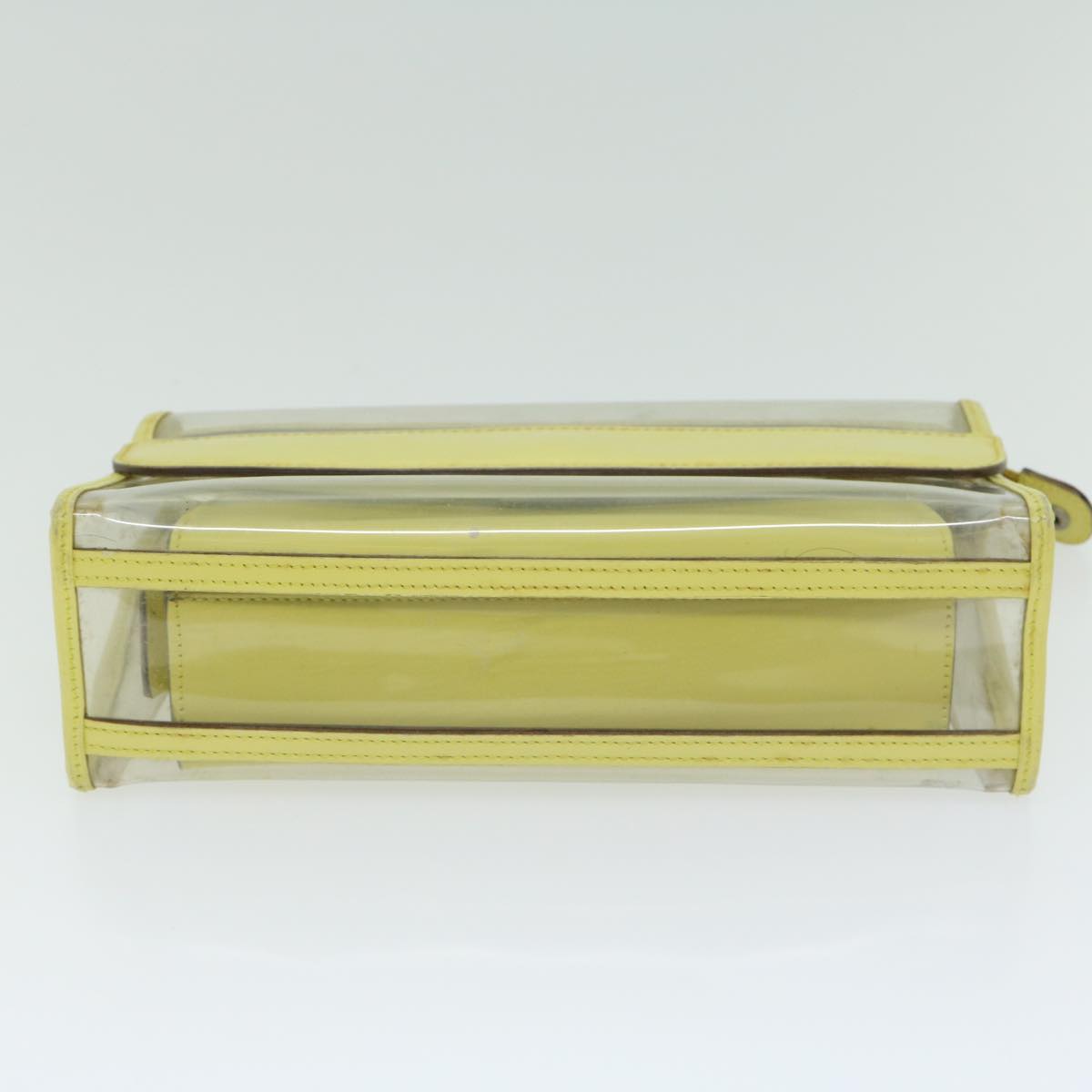 GUCCI Clutch Bag Vinyl Leather Clear Yellow Auth 66169