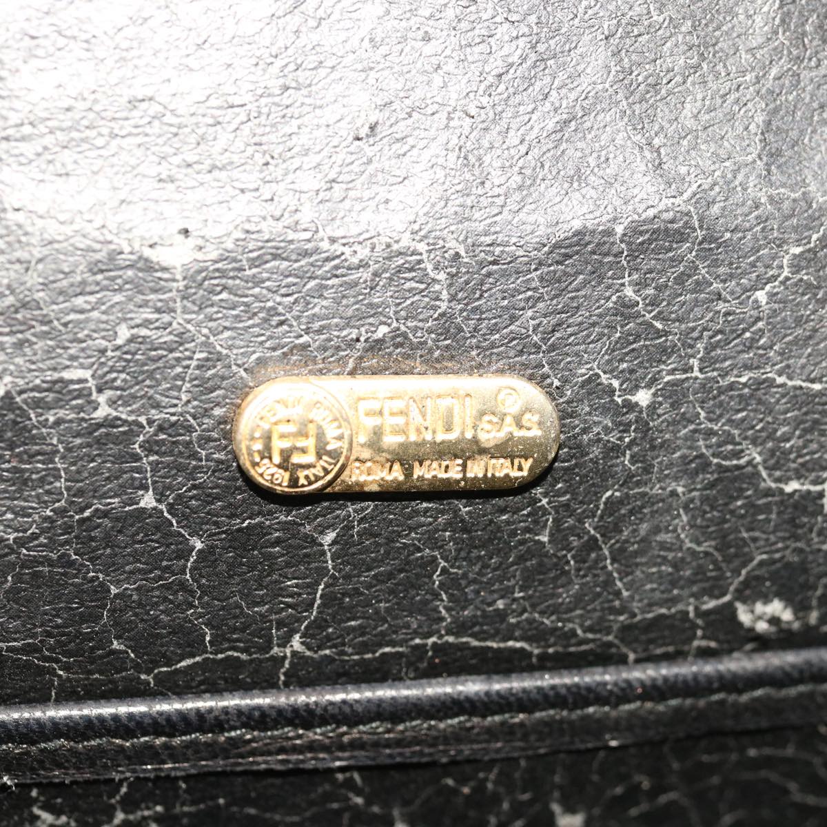 FENDI Hand Bag Leather Black Auth 66172