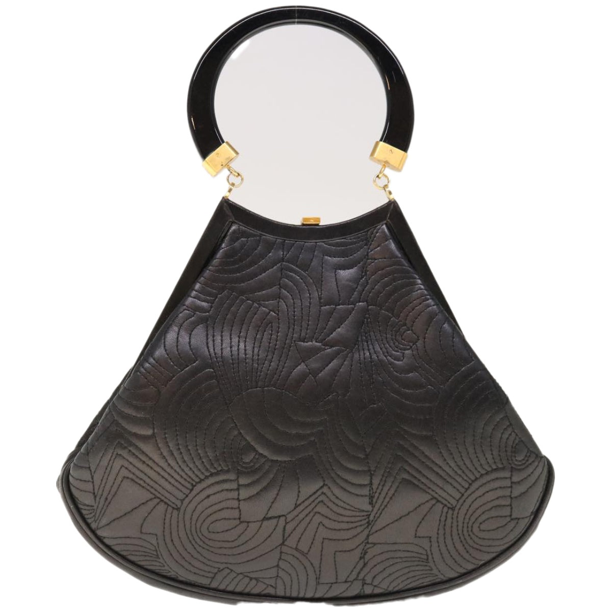 FENDI Hand Bag Leather Black Auth 66172 - 0