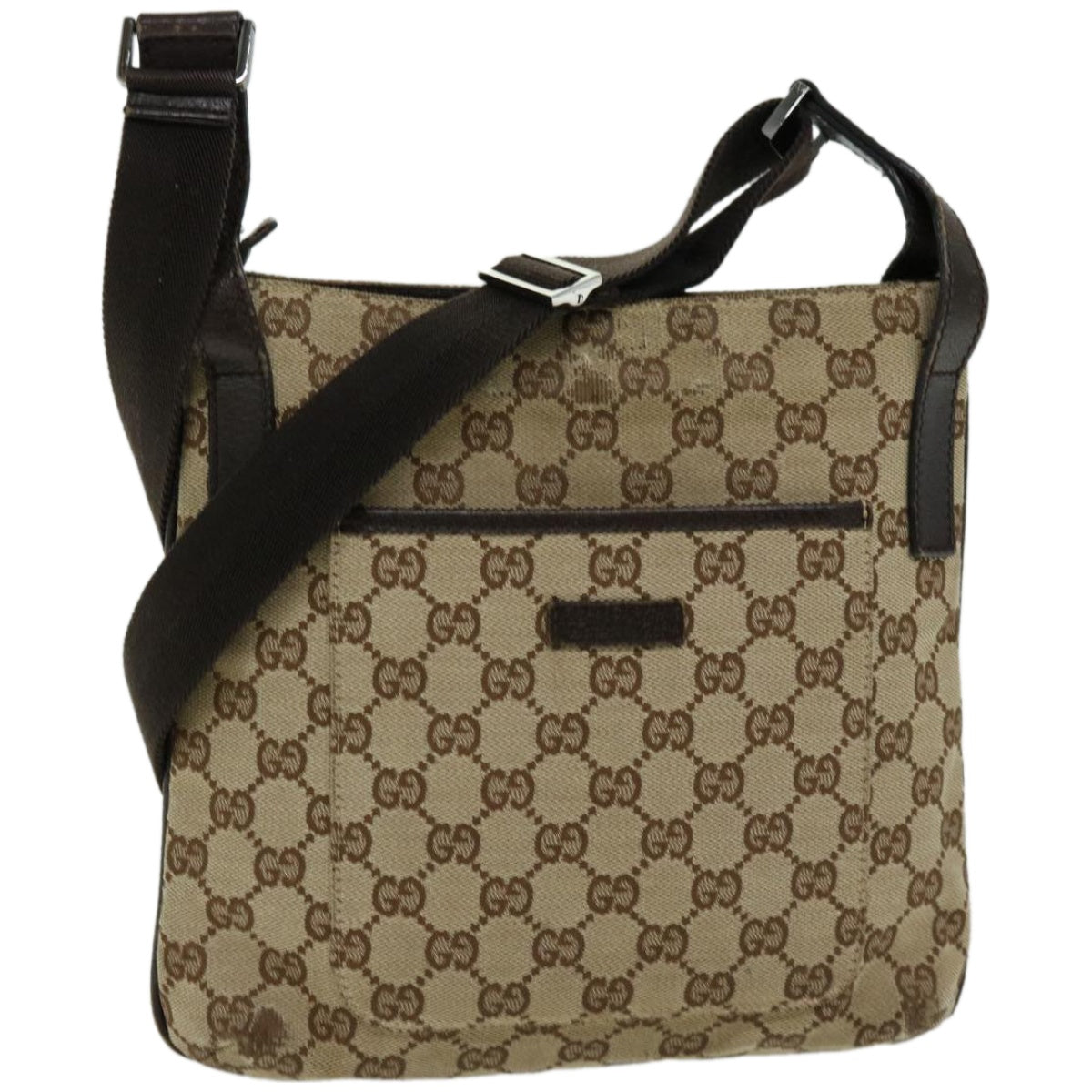 GUCCI GG Canvas Shoulder Bag Beige Brown Auth 66220