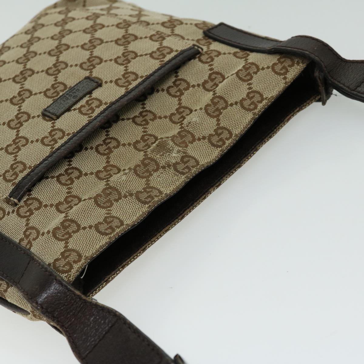 GUCCI GG Canvas Shoulder Bag Beige Brown Auth 66220