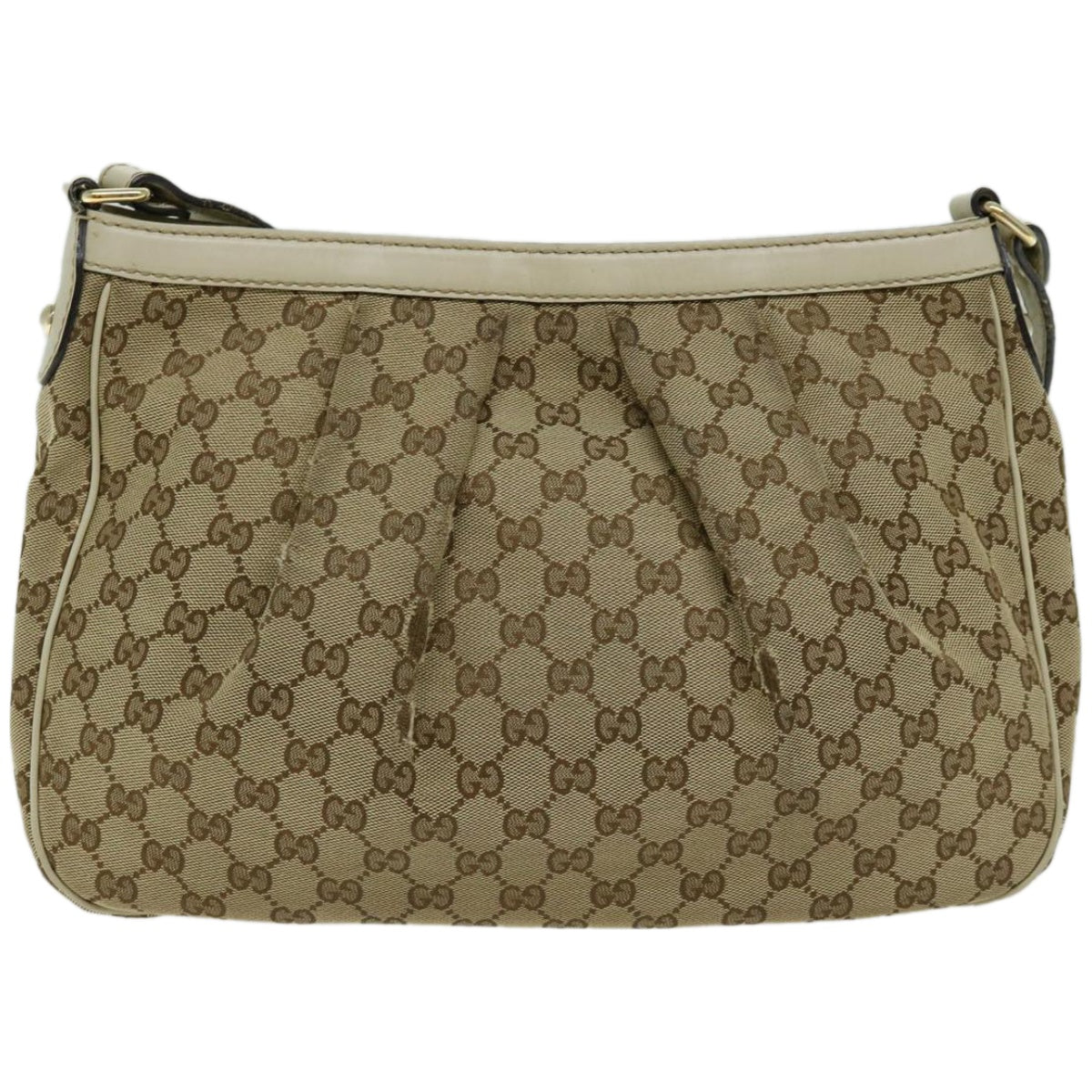 GUCCI GG Canvas Shoulder Bag Beige Auth 66221