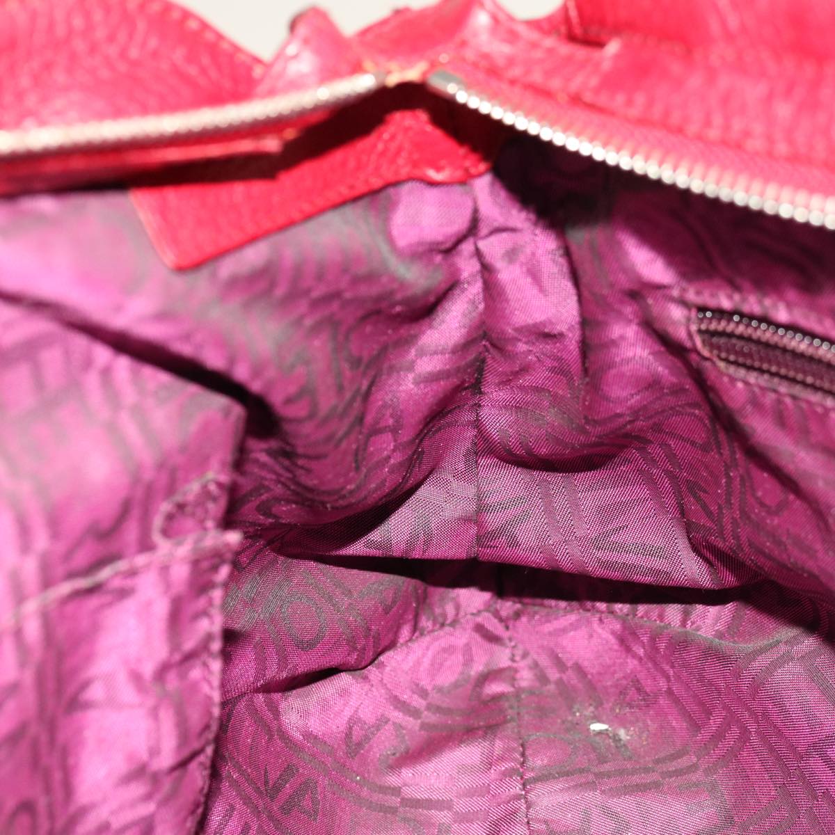 Salvatore Ferragamo Gancini Hand Bag Leather Red Auth 66232