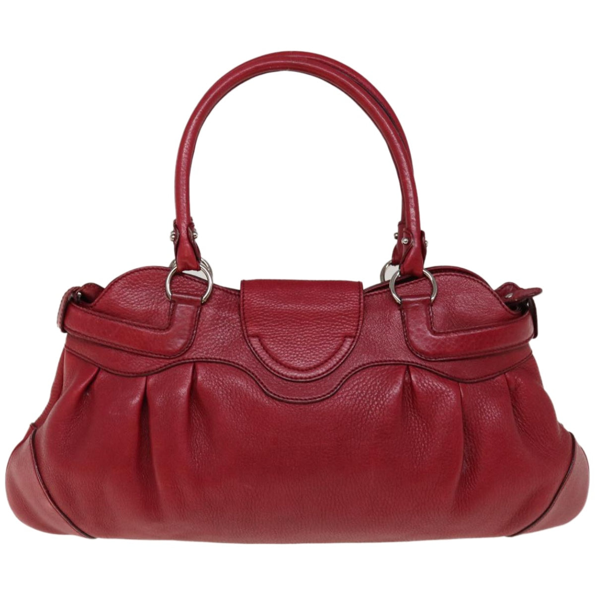 Salvatore Ferragamo Gancini Hand Bag Leather Red Auth 66232 - 0
