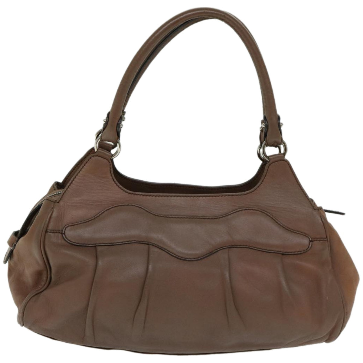 Salvatore Ferragamo Gancini Hand Bag Leather Brown Auth 66248 - 0