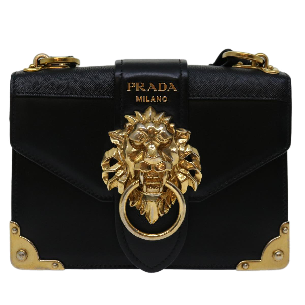 PRADA Kaye Shoulder Bag Leather Black Auth 66270A - 0