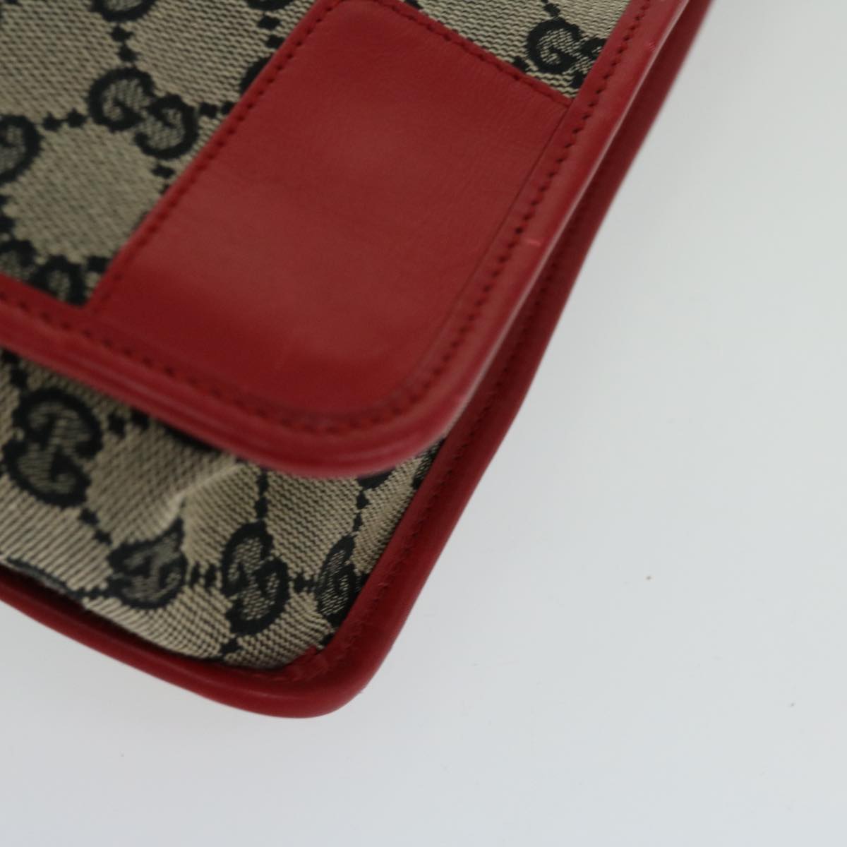 GUCCI GG Canvas Shoulder Bag Beige Red Auth 66281