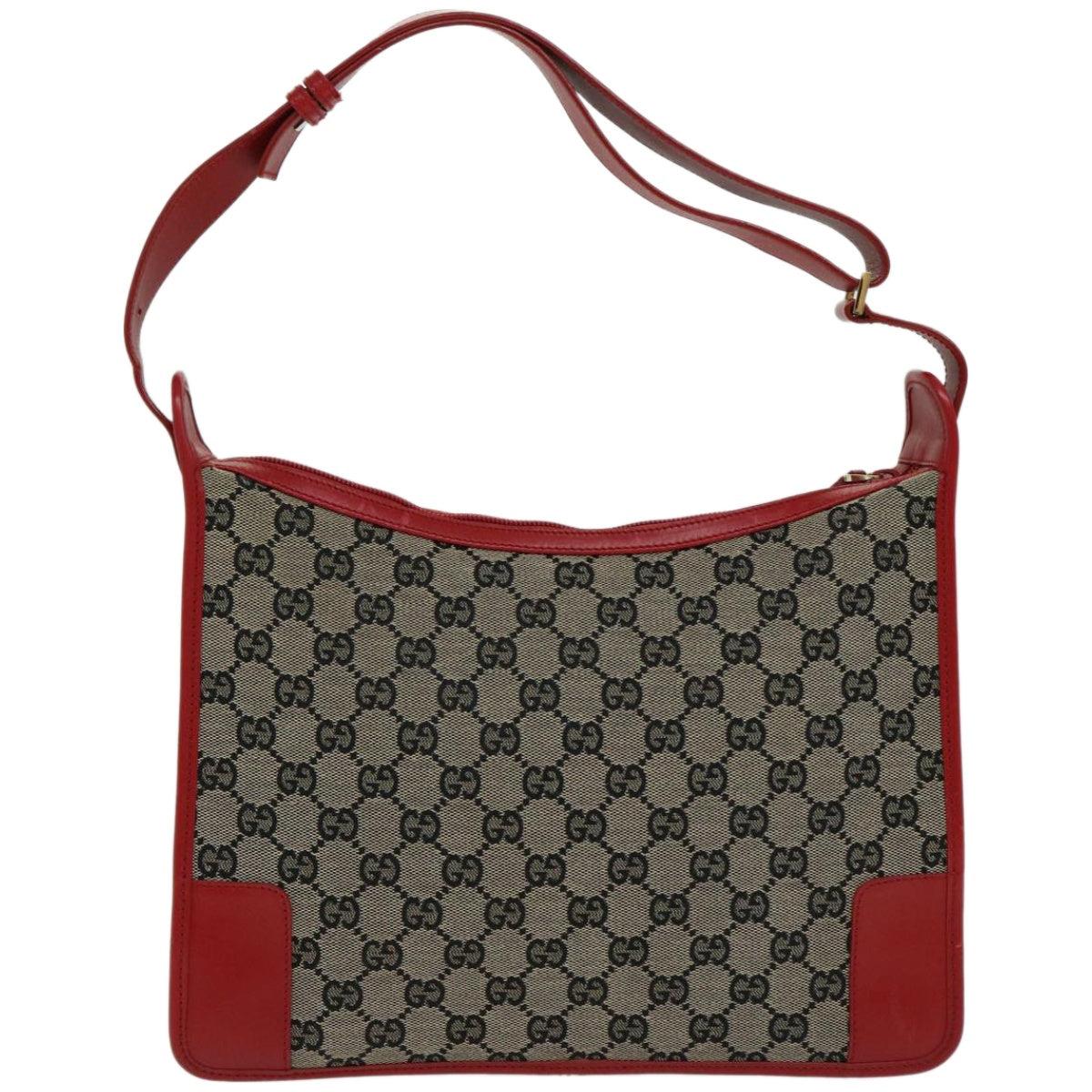 GUCCI GG Canvas Shoulder Bag Beige Red Auth 66281